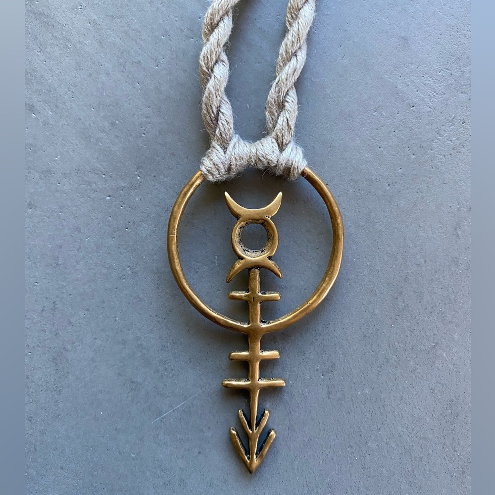 Custom Tribal Arrow Moon Brass Necklace free people hippie boho witchy goth - Picture 2 of 7